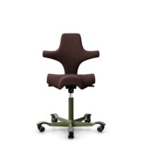 HÅG Capisco 8106 - Sirdal (GU) - Wool - SRD480 - Chestnut - Moss Grey - 200 mm (seat height 46-64cm) - Hard castors for soft floors