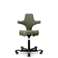 HÅG Capisco 8106 - Sirdal (GU) - Laine - SRD960 - Green - Noir - 200 mm (hauteur d’assise 46–64 cm) - Roues dures pour sols souples