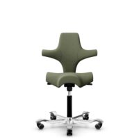 HÅG Capisco 8106 - Sirdal (GU) - Laine - SRD960 - Green - Noir - 200 mm (hauteur d’assise 46–64 cm) - Roues dures pour sols souples