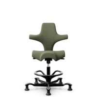 HÅG Capisco 8106 - Sirdal (GU) - Wolle - SRD960 - Green - Schwarz - 200 mm (Sitzhöhe 46-64cm) - Bodengleiter