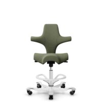 HÅG Capisco 8106 - Sirdal (GU) - Laine - SRD960 - Green - Blanc - 200 mm (hauteur d’assise 46–64 cm) - Roues dures pour sols souples