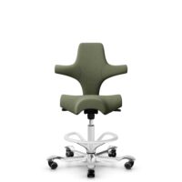 HÅG Capisco 8106 - Sirdal (GU) - Laine - SRD960 - Green - Blanc - 200 mm (hauteur d’assise 46–64 cm) - Roues souples pour sols durs