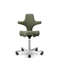 HÅG Capisco 8106 - Sirdal (GU) - Laine - SRD960 - Green - Argent - 150 mm (hauteur d’assise 40–55 cm) - Roues dures pour sols souples
