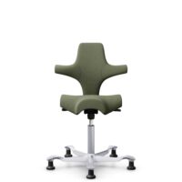 HÅG Capisco 8106 - Sirdal (GU) - Wol - SRD960 - Green - Framekleur - Zilver - Gasveer - 200 mm (Zithoogte 46-64cm) - Vloercontact - Glijdoppen - Voetenring - Nee, geen voetenring - Voetster - Nee, voetster in framekleur