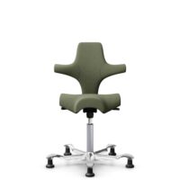 HÅG Capisco 8106 - Sirdal (GU) - Laine - SRD960 - Green - Argent - 200 mm (hauteur d’assise 46–64 cm) - Patins