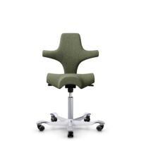 HÅG Capisco 8106 - Sirdal (GU) - Wool - SRD960 - Green - Silver - 265 mm (seat height 53-79cm) - Soft castors for hard floors