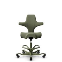 HÅG Capisco 8106 - Sirdal (GU) - Wolle - SRD960 - Green - Moss Grey - 200 mm (Sitzhöhe 46-64cm) - Weiche Rollen für harte Böden