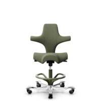 HÅG Capisco 8106 - Sirdal (GU) - Wolle - SRD960 - Green - Moss Grey - 200 mm (Sitzhöhe 46-64cm) - Weiche Rollen für harte Böden
