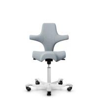 HÅG Capisco 8106 - Sirdal (GU) - Laine - SRD120 Light grey - Blanc - 150 mm (hauteur d’assise 40–55 cm) - Roues dures pour sols souples