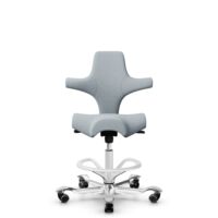 HÅG Capisco 8106 - Sirdal (GU) - Laine - SRD120 Light grey - Blanc - 200 mm (hauteur d’assise 46–64 cm) - Roues dures pour sols souples