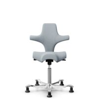 HÅG Capisco 8106 - Sirdal (GU) - Wolle - SRD120 Light grey - Silber - 150mm (Sitzhöhe 40-55cm) - Bodengleiter