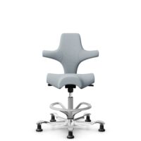 HÅG Capisco 8106 - Sirdal (GU) - Wełna - SRD120 Light grey - Silver - 265 mm (seat height 53-79cm) - Glides