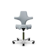 HÅG Capisco 8106 - Sirdal (GU) - Wolle - SRD120 Light grey - Moss Grey - 150mm (Sitzhöhe 40-55cm) - Weiche Rollen für harte Böden