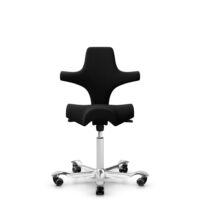 HÅG Capisco 8106 - Sirdal (GU) - Wełna - SRD190 Black - White - 150mm (seat height 40–55cm) - Hard castors for soft floors