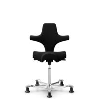 HÅG Capisco 8106 - Sirdal (GU) - Wool - SRD190 Black - White - 265 mm (seat height 53-79cm) - Glides