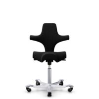 HÅG Capisco 8106 - Sirdal (GU) - Wool - SRD190 Black - Silver - 150mm (seat height 40–55cm) - Hard castors for soft floors