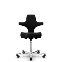 HÅG Capisco 8106 - Sirdal (GU) - Laine - SRD190 Black - Argent - 200 mm (hauteur d’assise 46–64 cm) - Roues dures pour sols souples