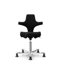 HÅG Capisco 8106 - Sirdal (GU) - Laine - SRD190 Black - Argent - 265 mm (hauteur d’assise 53–79 cm) - Patins