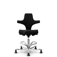 HÅG Capisco 8106 - Sirdal (GU) - Wool - SRD190 Black - Silver - 265 mm (seat height 53-79cm) - Glides