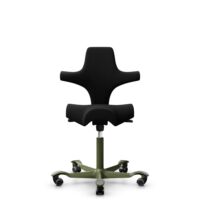 HÅG Capisco 8106 - Sirdal (GU) - Wolle - SRD190 Black - Moss Grey - 200 mm (Sitzhöhe 46-64cm) - Weiche Rollen für harte Böden