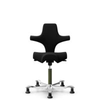 HÅG Capisco 8106 - Sirdal (GU) - Laine - SRD190 Black - Moss Grey - 200 mm (hauteur d’assise 46–64 cm) - Patins