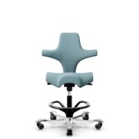 HÅG Capisco 8106 - Sirdal (GU) - Laine - SRD730 Blue - Noir - 200 mm (hauteur d’assise 46–64 cm) - Roues dures pour sols souples