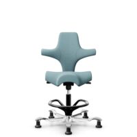 HÅG Capisco 8106 - Sirdal (GU) - Laine - SRD730 Blue - Noir - 200 mm (hauteur d’assise 46–64 cm) - Patins