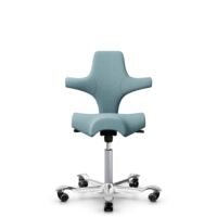 HÅG Capisco 8106 - Sirdal (GU) - Wool - SRD730 Blue - Silver - 200 mm (seat height 46-64cm) - Soft castors for hard floors