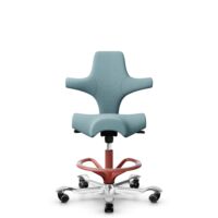 HÅG Capisco 8106 - Sirdal (GU) - Laine - SRD730 Blue - Blush Rose - 200 mm (hauteur d’assise 46–64 cm) - Roues dures pour sols souples