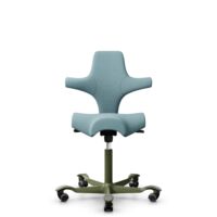 HÅG Capisco 8106 - Sirdal (GU) - Wool - SRD730 Blue - Moss Grey - 200 mm (seat height 46-64cm) - Hard castors for soft floors