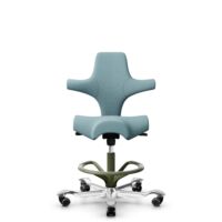 HÅG Capisco 8106 - Sirdal (GU) - Laine - SRD730 Blue - Moss Grey - 265 mm (hauteur d’assise 53–79 cm) - Roues souples pour sols durs