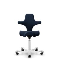 HÅG Capisco 8106 - Sirdal (GU) - Wool - SRD780 Dark blue - White - 150mm (seat height 40–55cm) - Soft castors for hard floors