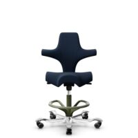 HÅG Capisco 8106 - Sirdal (GU) - Wolle - SRD780 Dark blue - Moss Grey - 265 mm (Sitzhöhe 53-79cm) - Harte Rollen für weiche Böden