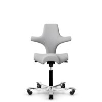 HÅG Capisco 8106 - Steelcut Trio 3 (Kvadrat) - Wool / Polyamide - STT133 - Light grey - Black - 200 mm (seat height 46-64cm) - Hard castors for soft floors