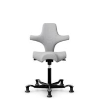 HÅG Capisco 8106 - Steelcut Trio 3 (Kvadrat) - Wool / Polyamide - STT133 - Light grey - Black - 265 mm (seat height 53-79cm) - Glides