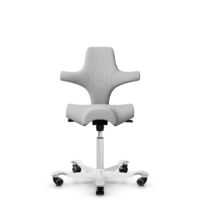 HÅG Capisco 8106 - Steelcut Trio 3 (Kvadrat) - Laine / Polyamide - STT133 - Light grey - Blanc - 200 mm (hauteur d’assise 46–64 cm) - Roues dures pour sols souples