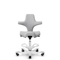HÅG Capisco 8106 - Steelcut Trio 3 (Kvadrat) - Laine / Polyamide - STT133 - Light grey - Blanc - 200 mm (hauteur d’assise 46–64 cm) - Roues dures pour sols souples