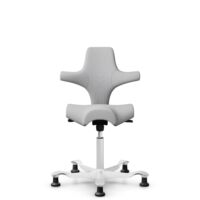 HÅG Capisco 8106 - Steelcut Trio 3 (Kvadrat) - Wol / Polyamide - STT133 - Light grey - Framekleur - Wit - Gasveer - 200 mm (Zithoogte 46-64cm) - Vloercontact - Glijdoppen - Voetenring - Nee, geen voetenring - Voetster - Nee, voetster in framekleur
