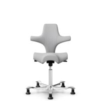 HÅG Capisco 8106 - Steelcut Trio 3 (Kvadrat) - Wol / Polyamide - STT133 - Light grey - Wit - 200 mm (Zithoogte 46-64mm) - Glijdoppen