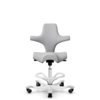 HÅG Capisco 8106 - Steelcut Trio 3 (Kvadrat) - Wool / Polyamide - STT133 - Light grey - White - 265 mm (seat height 53-79cm) - Soft castors for hard floors