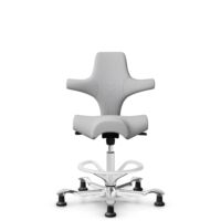 HÅG Capisco 8106 - Steelcut Trio 3 (Kvadrat) - Lana / Poliamida - STT133 - Light grey - White - 265 mm (seat height 53-79cm) - Glides