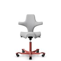 HÅG Capisco 8106 - Steelcut Trio 3 (Kvadrat) - Wol / Polyamide - STT133 - Light grey - Framekleur - Blush Rose - Gasveer - 150 mm (Zithoogte 40-55cm) - Vloercontact - Zachte wielen t.b.v. harde vloeren - Voetenring - Nee, geen voetenring - Voetster - N...