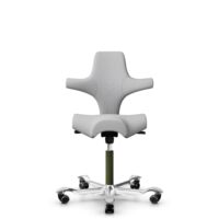 HÅG Capisco 8106 - Steelcut Trio 3 (Kvadrat) - Wolle / Polyamid - STT133 - Light grey - Moss Grey - 200 mm (Sitzhöhe 46-64cm) - Harte Rollen für weiche Böden