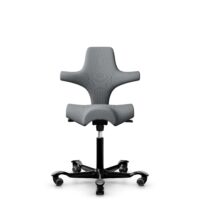 HÅG Capisco 8106 - Steelcut Trio 3 (Kvadrat) - Wełna / Poliamid - STT153 - Grey - Black - 150mm (seat height 40–55cm) - Hard castors for soft floors