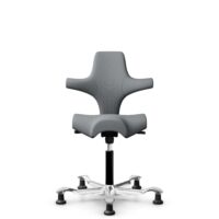 HÅG Capisco 8106 - Steelcut Trio 3 (Kvadrat) - Laine / Polyamide - STT153 - Grey - Noir - 200 mm (hauteur d’assise 46–64 cm) - Patins