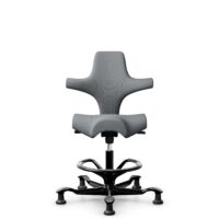 HÅG Capisco 8106 - Steelcut Trio 3 (Kvadrat) - Wool / Polyamide - STT153 - Grey - Black - 200 mm (seat height 46-64cm) - Glides