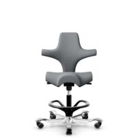 HÅG Capisco 8106 - Steelcut Trio 3 (Kvadrat) - Lana / Poliamida - STT153 - Grey - Black - 265 mm (seat height 53-79cm) - Hard castors for soft floors