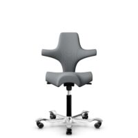HÅG Capisco 8106 - Steelcut Trio 3 (Kvadrat) - Wolle / Polyamid - STT153 - Grey - Schwarz - 265 mm (Sitzhöhe 53-79cm) - Weiche Rollen für harte Böden
