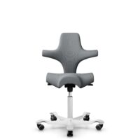HÅG Capisco 8106 - Steelcut Trio 3 (Kvadrat) - Laine / Polyamide - STT153 - Blanc - 265 mm (hauteur d’assise 53–79 cm) - Roues dures pour sols souples