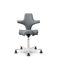 HÅG Capisco 8106 - Steelcut Trio 3 (Kvadrat) - Laine / Polyamide - STT153 - Grey - Blanc - 265 mm (hauteur d’assise 53–79 cm) - Patins